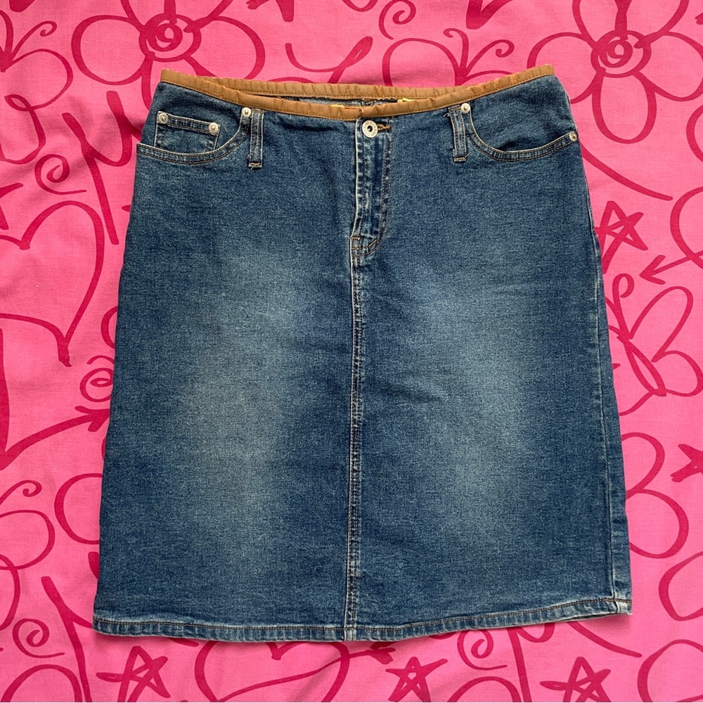 Y2K Waistless Jean Midi Skirt